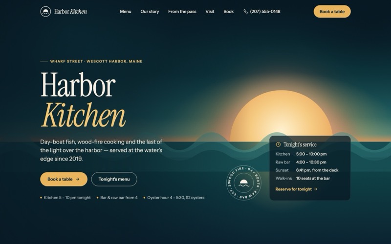 Website design concept: Harbor Kitchen